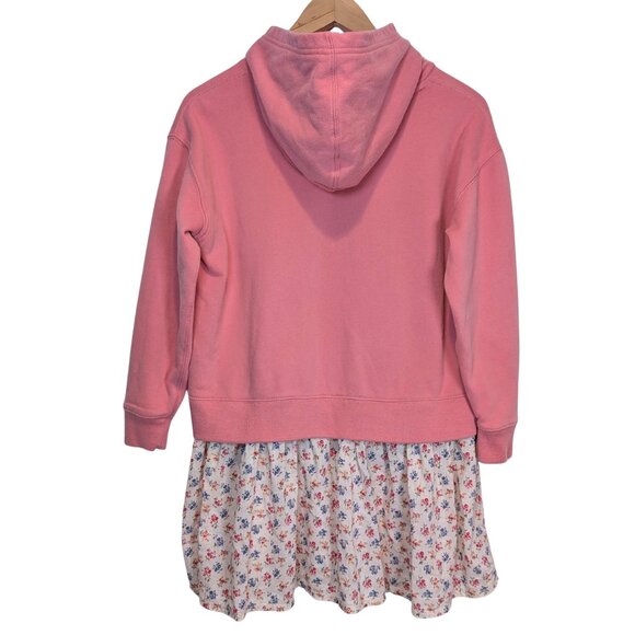 Polo Ralph Lauren Girls Size Large Hoodie Sweatshirt Dress Pink Floral Skirted - Picture 2 of 9